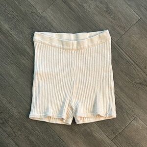 Free People (FP Beach) Cream Ribbed Bike Shorts